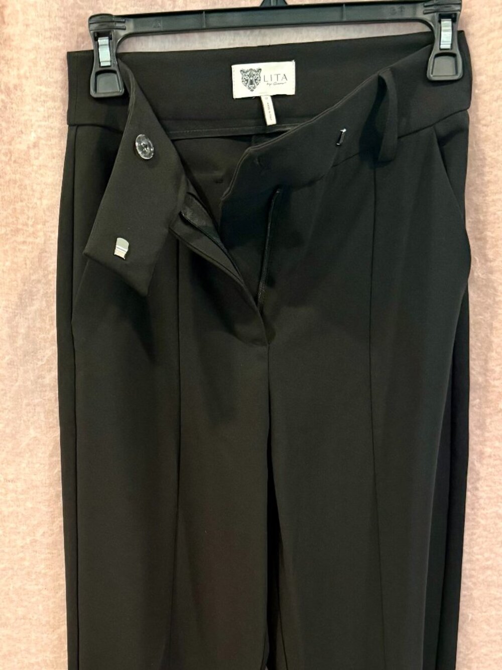 High Waist Black Trouser with ankle strap - Size 0